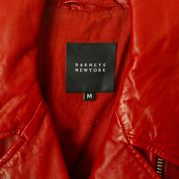 NWOT! Barneys New York! Red leather Jacket size M - Picture 3 of 6